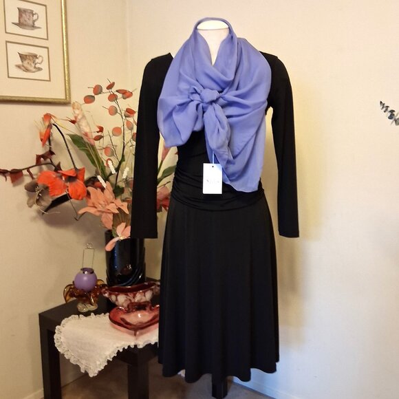 Vintage Women's NEW Stills 100% Silk Long Classic Luxury Light Purple Scarf - Picture 7 of 8